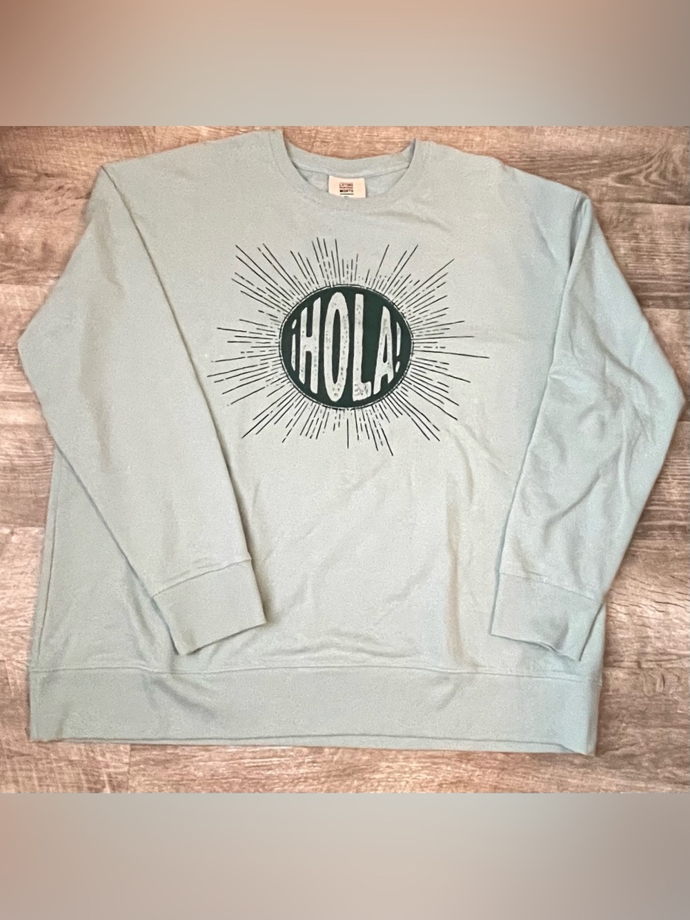Latino Heritage Month Teal Hola Sweatshirt, Crewneck, women's size XL - Picture 3 of 5